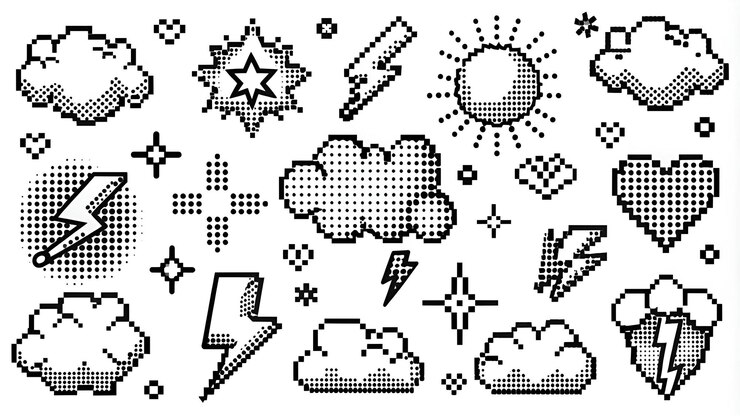 Photo pixel art comic elements
