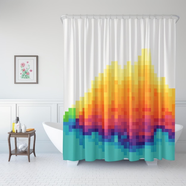 Pixel Art Curtain With Vibrant Colors