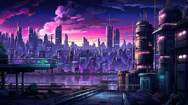 Pixel Art Cyberpunk City