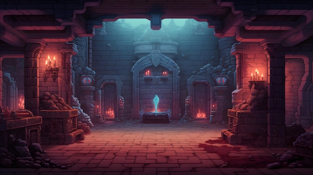 Pixel art dungeon-achtergrond voor 8-bits games