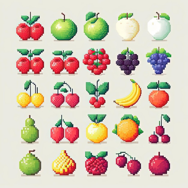 Pixel Fruits Set | 3D model