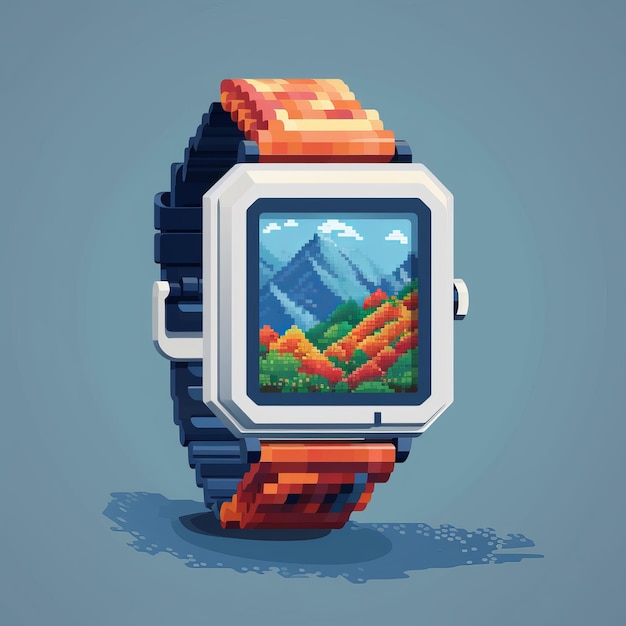 Pixel Art-horloge met levendige kleuren van Pixelplantmaster