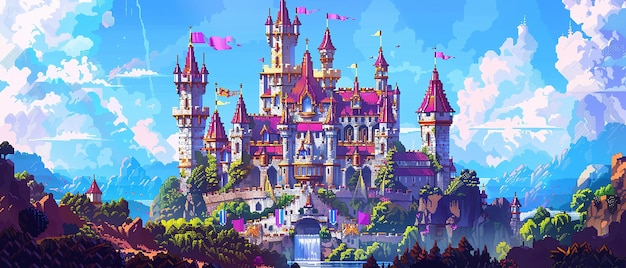 Pixel Art Majestic Fantasy Castle