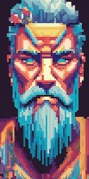 Photo a pixel art of a man with a beard