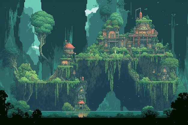 Pixel art a medieval fantasy kingdom