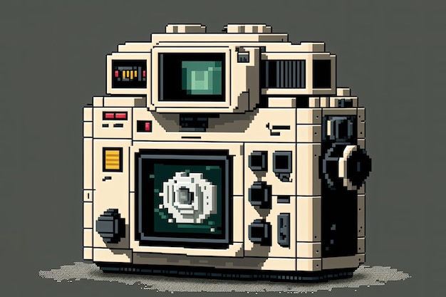 Pixel art old photo camera item in retro style for 8 bit game AI