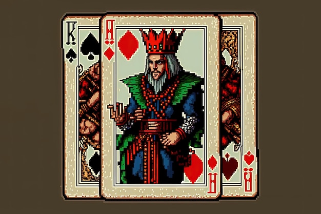 Photo pixel art playing cards item in retro style for 8 bit game ai