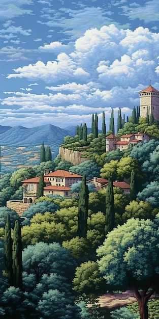 Pixel Art Of Provence Valley In San Francisco Renaissance Style