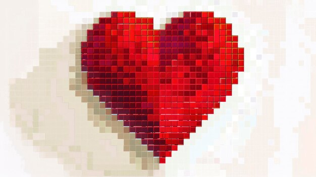 Pixel art red heart on a white background