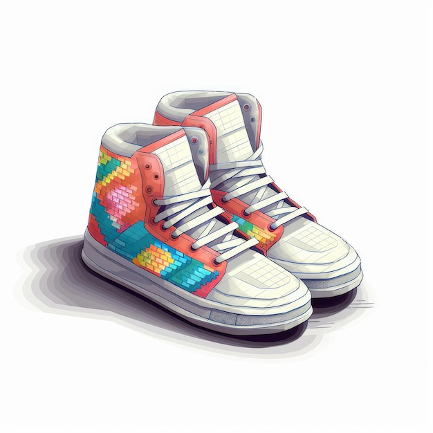 Pixel Art-schoenen met levendige kleuren van Pixelplantmaster