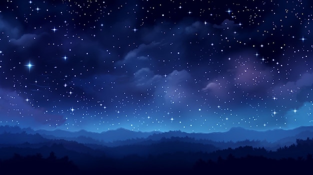 Pixel Art Starry Naadloze achtergrond Nachthemel