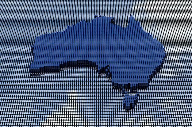 Pixel Art stijl Australië kaart. 3D-rendering