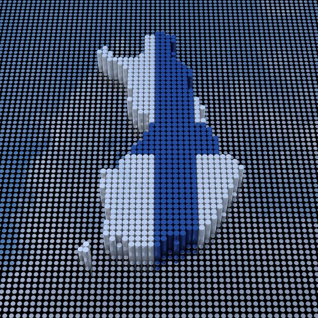 Pixel Art Style Finland kaart met Finland vlag kleuren. 3D-rendering