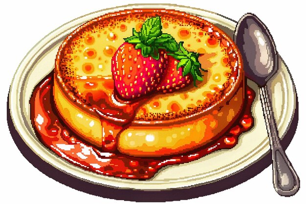 Pixel art van schattige custardpudding