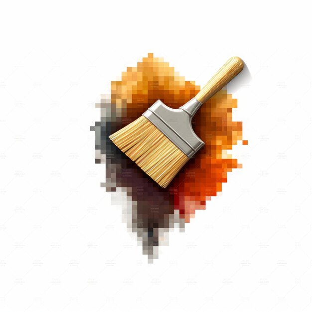 Pixel Brush Icon On White Background