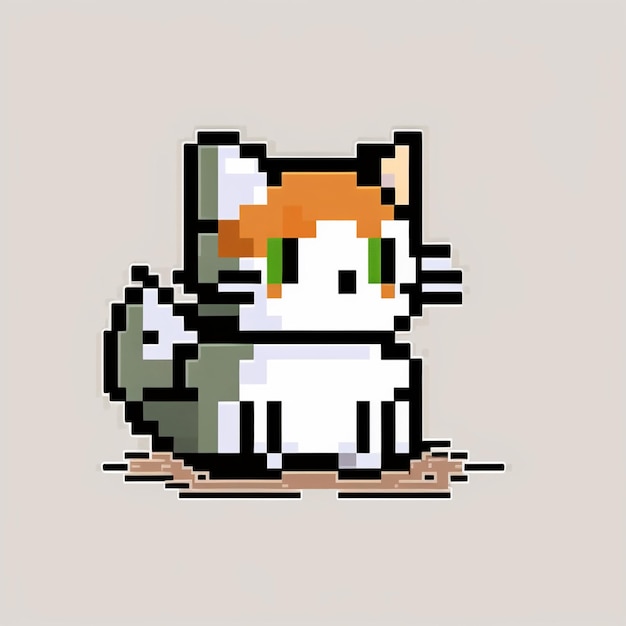 Premium AI Image  cute cat pixel art