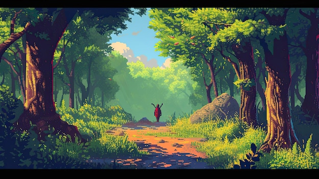 Пиксельный персонаж выполняет задачу Пиксельный художественный опыт монстра потокового погружения консоль мультиплеер графика пустынный стиль разработка игры дизайн RPG компьютер Сгенерированный ИИ
