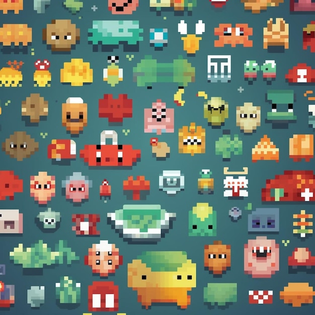 Pixel characters background video games