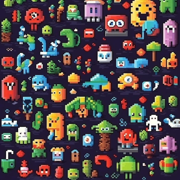 Pixel characters background