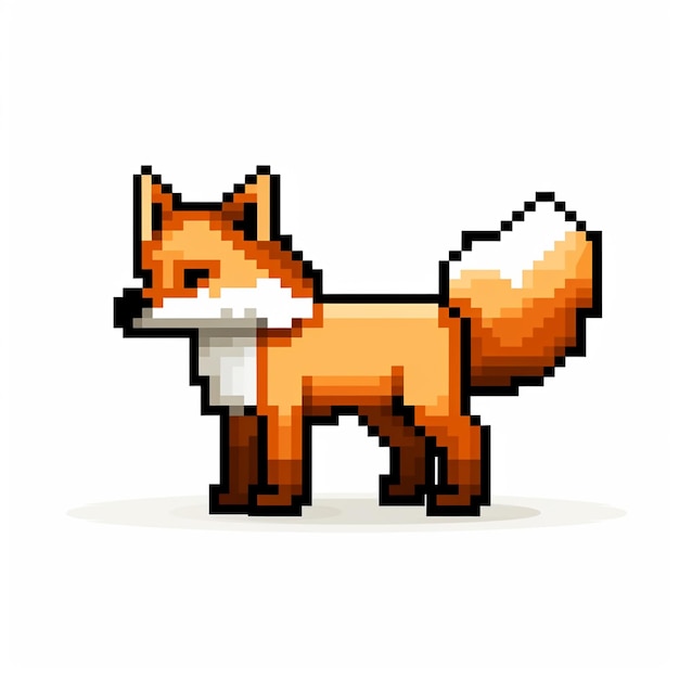 pixel fox with a white collar and brown legs generative ai