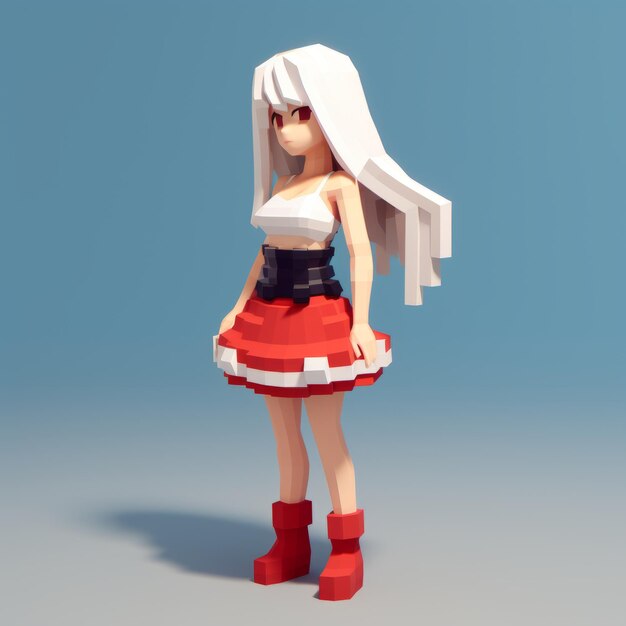 Photo pixel girl in dress voxel art inspired by go nagai and shilin huang