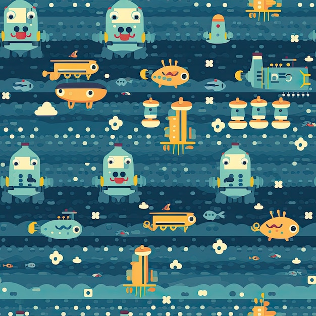 Pixel patterned robot sea