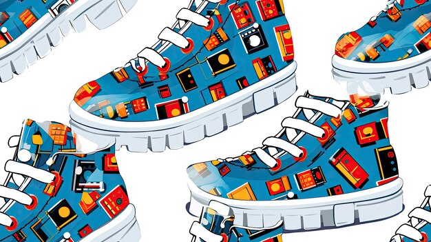 Pixel patterned robot shoes