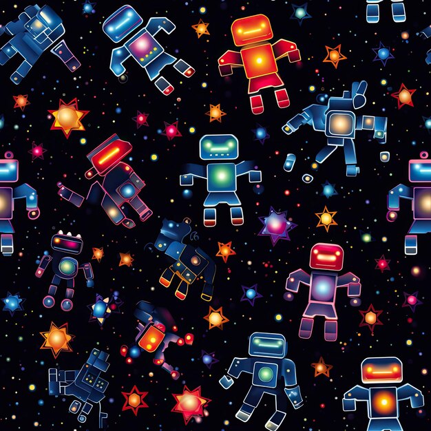 Photo pixel patterned robot stars