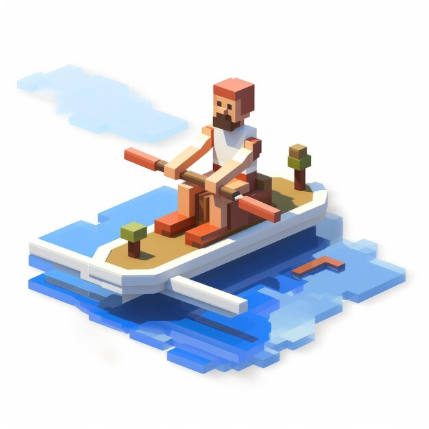 Foto pixel perfect voxel art terracotta boat ride in uno stile iconico a 8 bit