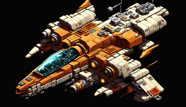 Photo pixel space fighter ship ai generator image