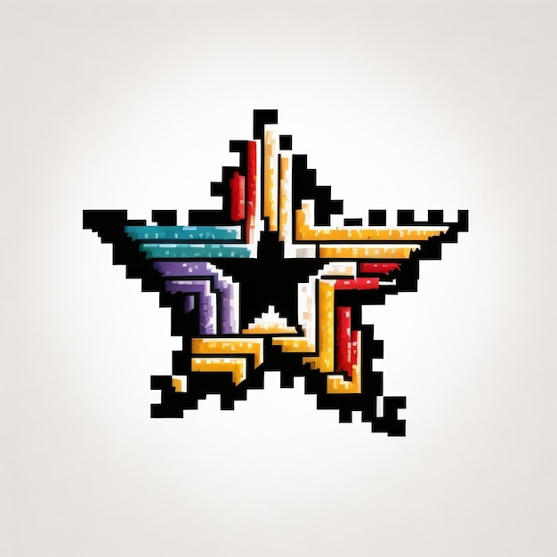 A pixel star with a colorful design on it