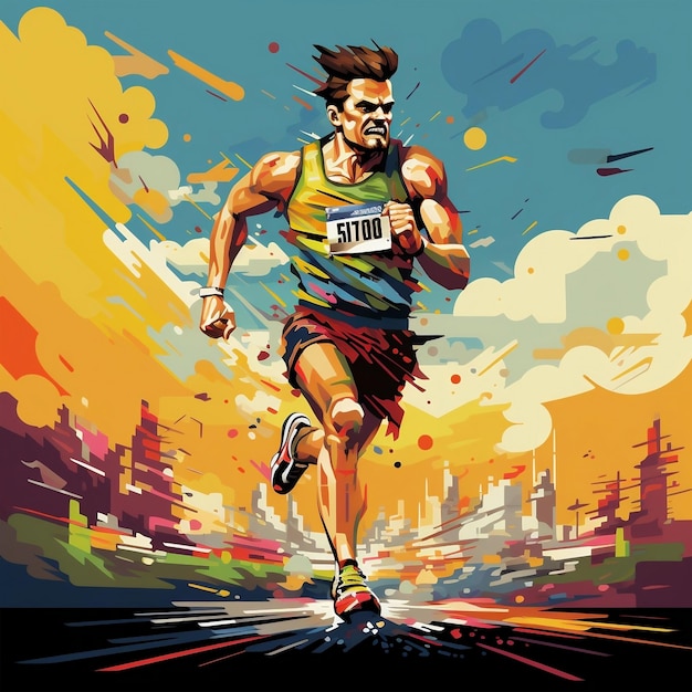 Pixel style marathon runner