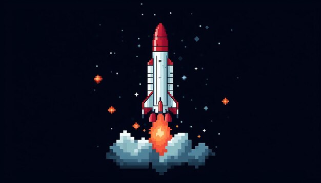 Pixel style rocket