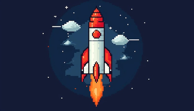 Photo pixel style rocket