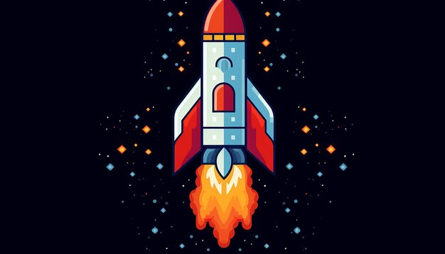 Pixel style rocket