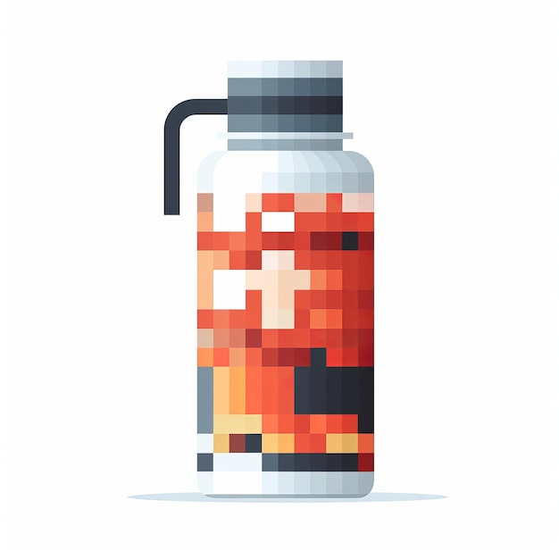 Pixel Thermos Icon On White Background