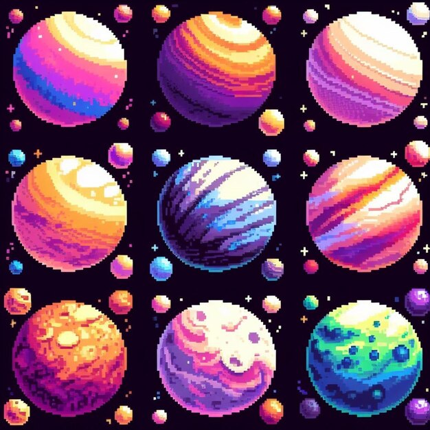 Photo pixelart de planetas