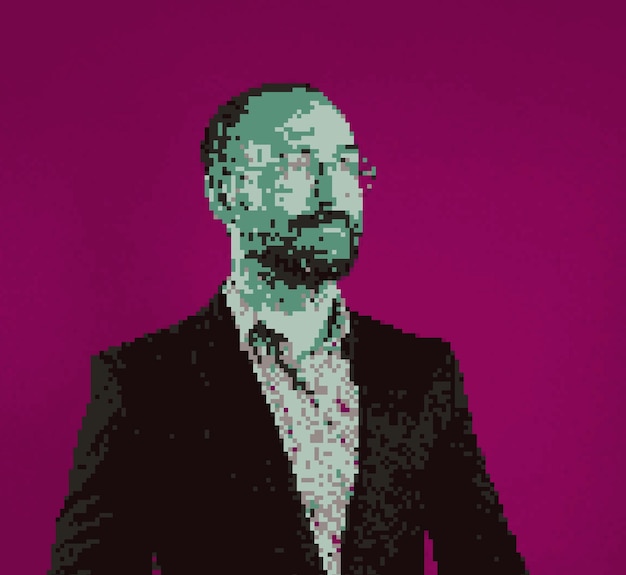 Pixelart van een portret van een jonge onherkenbare man. Foto van hoge kwaliteit