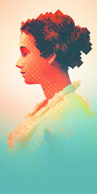 Photo pixelated abstraction a stunning graphic portrait of a woman