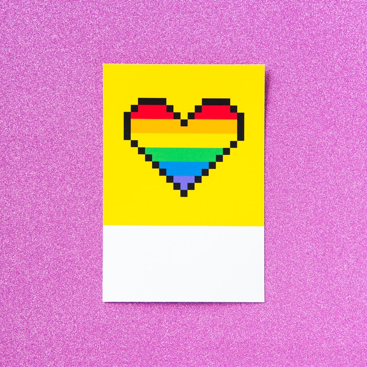 Photo ピクセル化されたlgbtプライドレインボーハート
