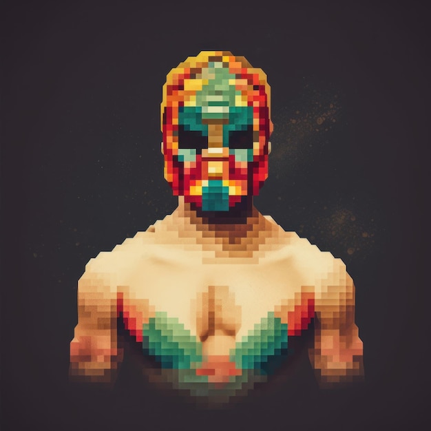 Pixelated Luchador Mask Blouse