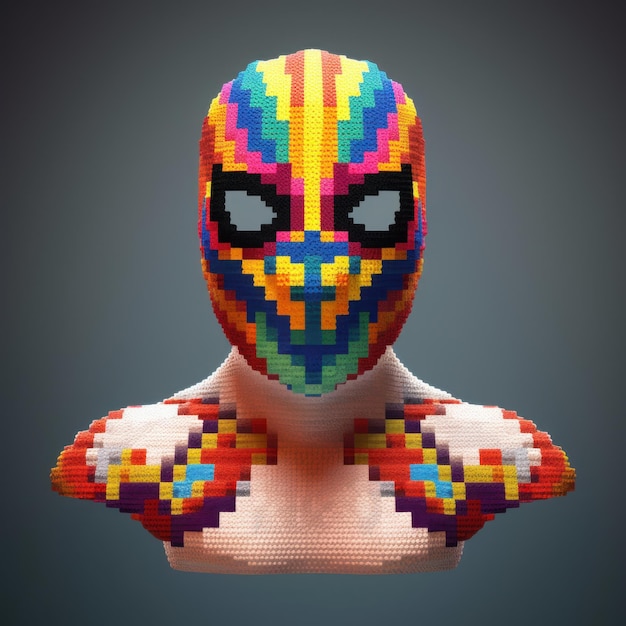 Pixelated Luchador Mask Blouse