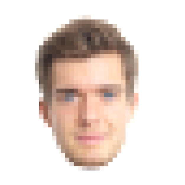 Photo pixelated man against white background