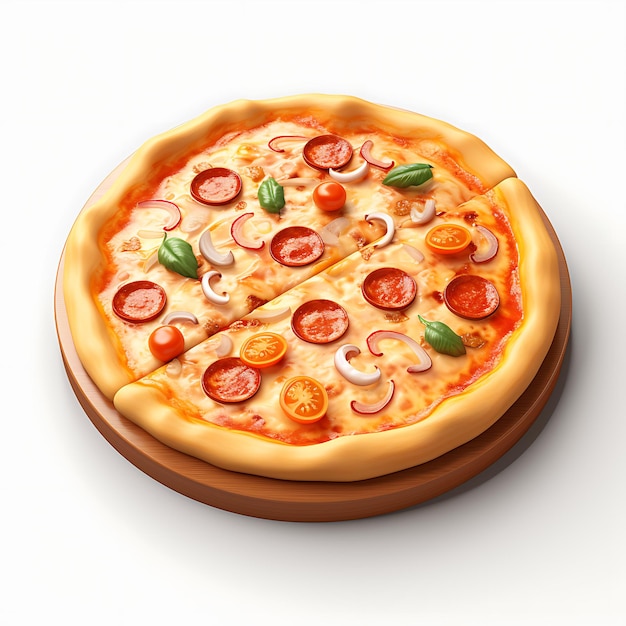 Pizza 3d render on white background