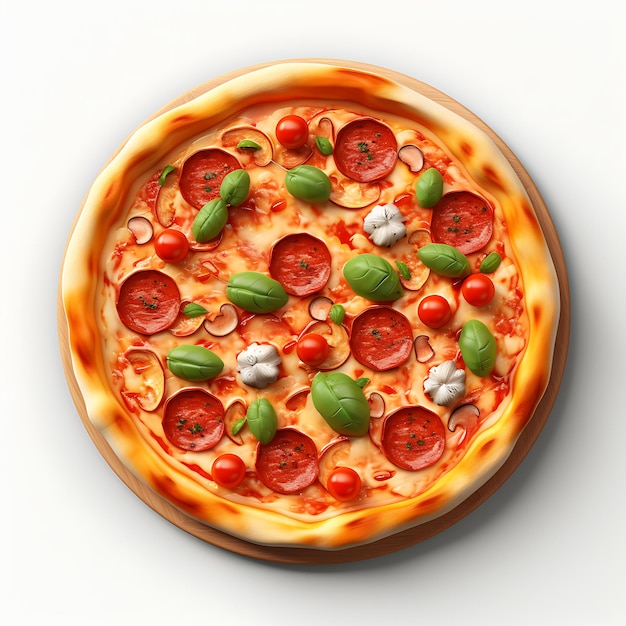 Pizza 3d render on white background