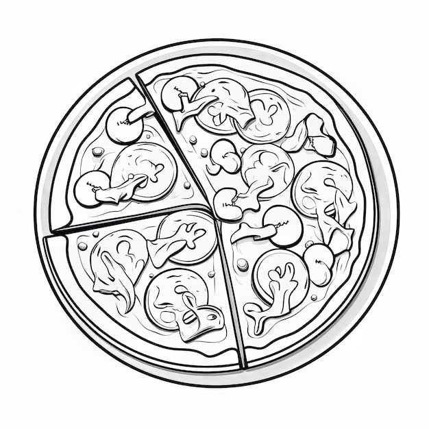 Photo pizza art coloring page for kids