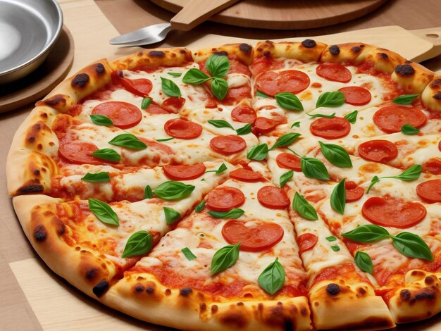 Foto pizza bellissima immagine ravvicinata generata ai