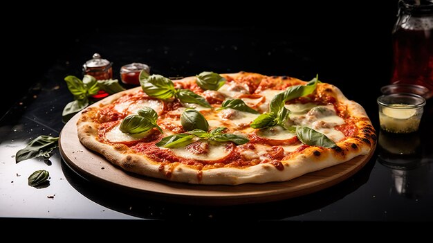 PIZZA ON BLACK COUNTER