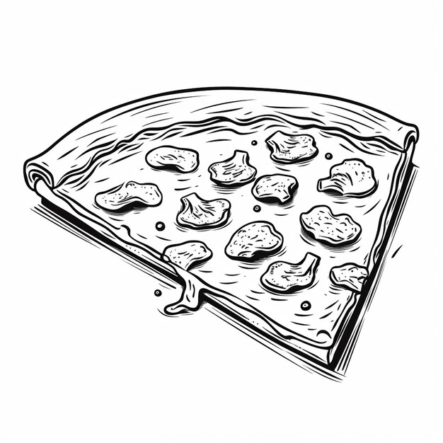 Photo pizza black and white sketch illustration