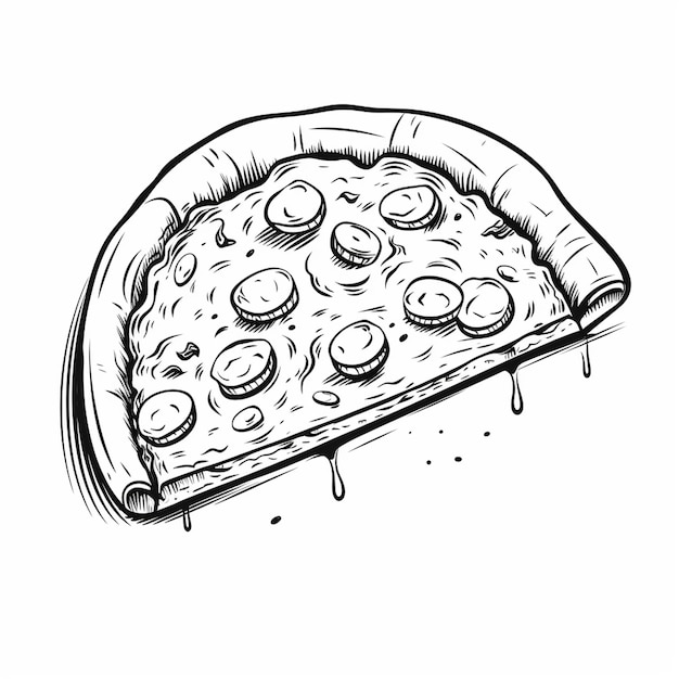 Foto illustrazione di schizzi di pizza in bianco e nero